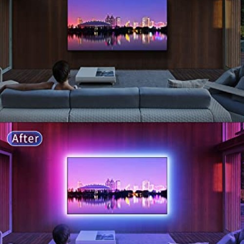 GIPOYENT Music Sync LED Backlight Strip for 45-75 Inch Home Theate...