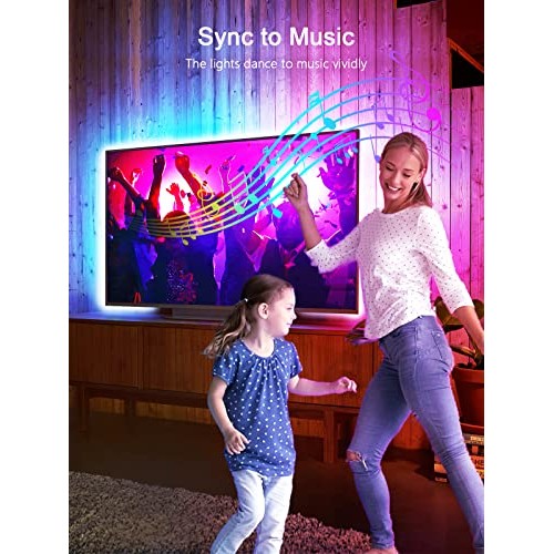 GIPOYENT Music Sync LED Backlight Strip for 45-75 Inch Home Theate...