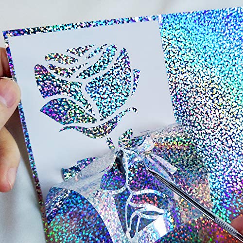 Holographic Sparkle Silver Vinyl Glitter Adhesive Craft Vinyl 12 I...