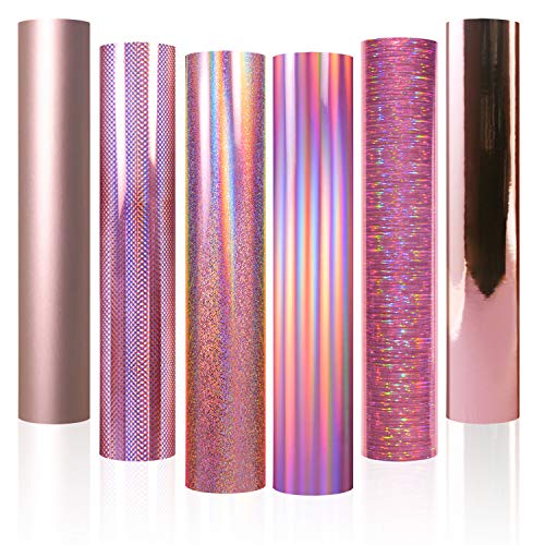 Rose Gold Vinyl,Holographic Opal Chrome Rose Gold Adhesive Craft V...
