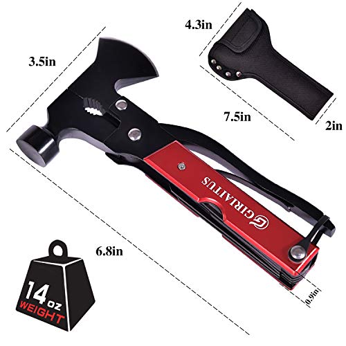 18-in-1 Hammer Tool, Foldable Black Oxide Multitool, Portable Stai...