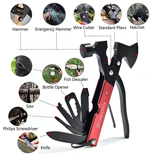 18-in-1 Hammer Tool, Foldable Black Oxide Multitool, Portable Stai...