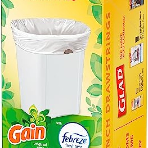 Glad Medium Drawstring Trash Bags, 8 Gal, Gain Original Scent with...
