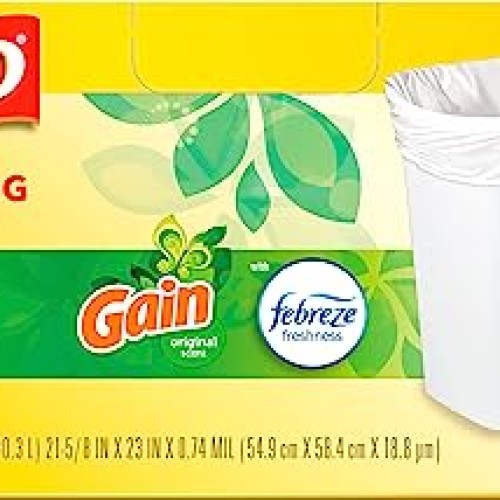 Glad Medium Drawstring Trash Bags, 8 Gal, Gain Original Scent with...