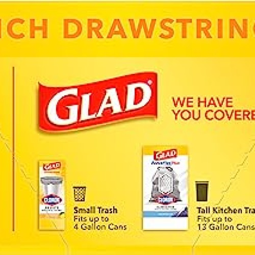 Glad Medium Drawstring Trash Bags, 8 Gal, Gain Original Scent with...