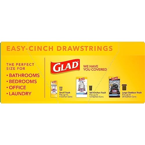 Glad Medium Drawstring Trash Bags, 8 Gal, Gain Original Scent with...