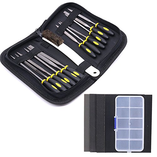 Glarks 12pcs Mini Assorted Wood Rasp Set include Brush and Storage...