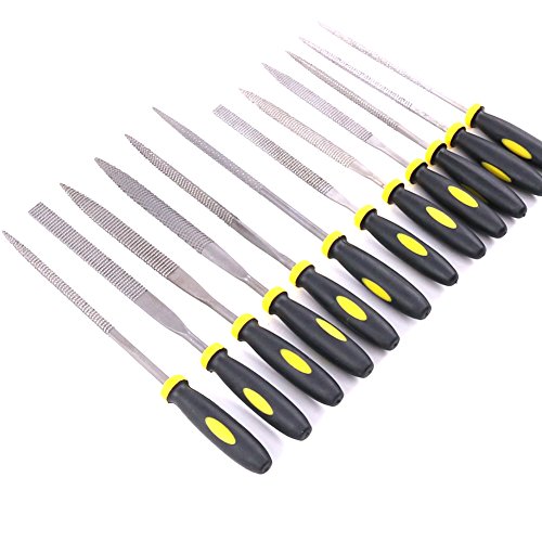Glarks 12pcs Mini Assorted Wood Rasp Set include Brush and Storage...