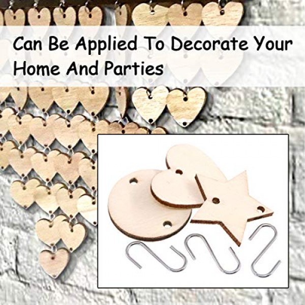 Glarks 240-Pieces 1.5 Inch Wooden Star/Circles/Heart Tags with Hol...