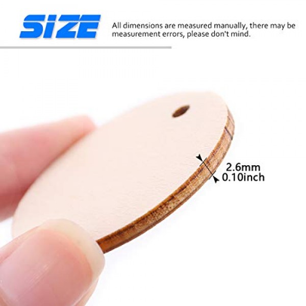 Glarks 240-Pieces 1.5 Inch Wooden Star/Circles/Heart Tags with Hol...
