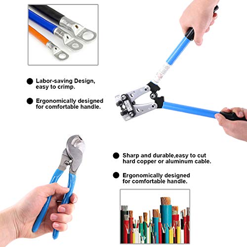 Glarks 2Pcs Wire Crimper Terminal Crimping Tool Cable Lug Crimper ...