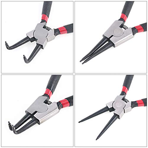 Glarks 4 Piece 7-Inch Internal / External Snap Ring Pliers Set