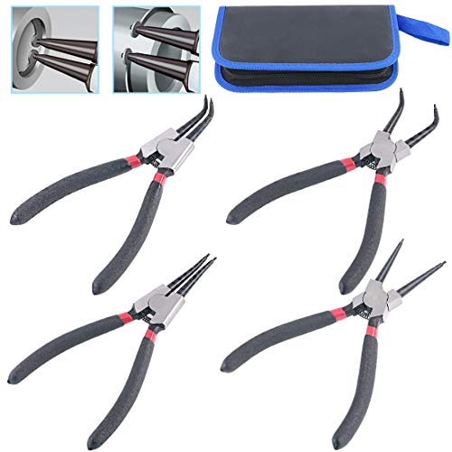 Glarks 4 Piece 7-Inch Internal / External Snap Ring Pliers Set