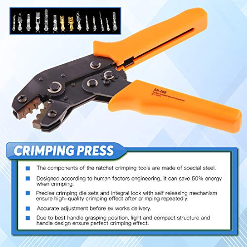 Glarks 486Pcs Wire Crimper Plier with Connector Set, SN-28B Ratche...