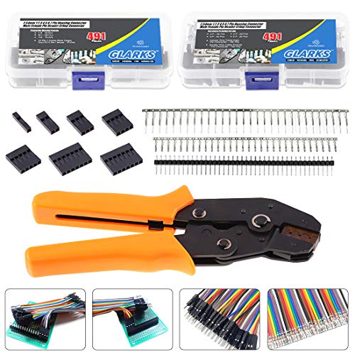 Glarks 486Pcs Wire Crimper Plier with Connector Set, SN-28B Ratche...