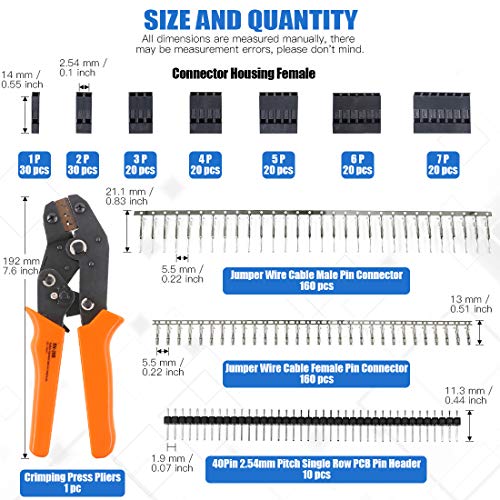 Glarks 486Pcs Wire Crimper Plier with Connector Set, SN-28B Ratche...