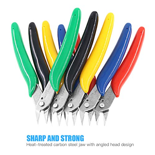 Glarks 5Pcs 5 Color Wire Flush Cutter Internal Spring 5 Inch Preci...