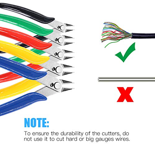 Glarks 5Pcs 5 Color Wire Flush Cutter Internal Spring 5 Inch Preci...