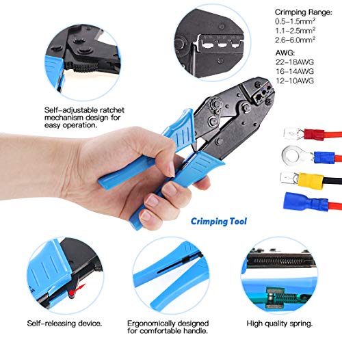 Glarks Professional Self-Adjustable Ratchet Wire Crimping Pliers A...
