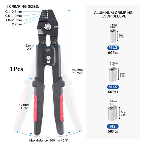 Glarks Up To 2.2mm Wire Rope Crimping Tool Wire Rope Swager Crimpe...