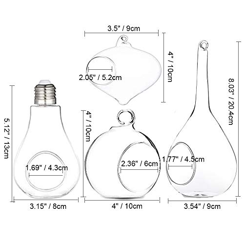 4 PCS Hanging Glass Terrarium Globes with Twine Rope Balls Decorat...