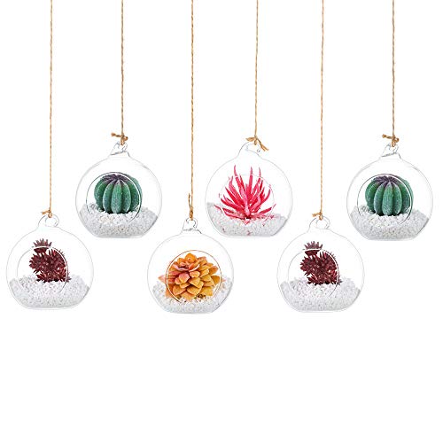 Hanging Tealight Candle Holder Glass Globes Terrarium Orbs 6 Pcs P...