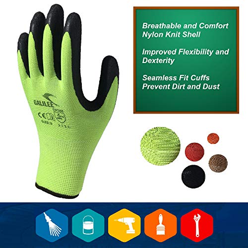 Nitrile Latex Rubber Coated Safety Work Gloves, Nylon Knit, Textur...
