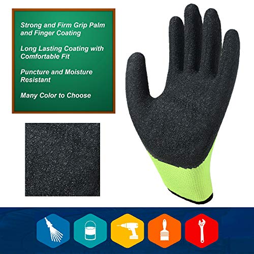 Nitrile Latex Rubber Coated Safety Work Gloves, Nylon Knit, Textur...