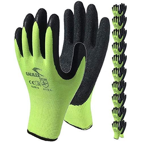 Nitrile Latex Rubber Coated Safety Work Gloves, Nylon Knit, Textur...