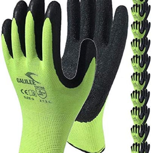 Nitrile Latex Rubber Coated Safety Work Gloves, Nylon Knit, Textur...