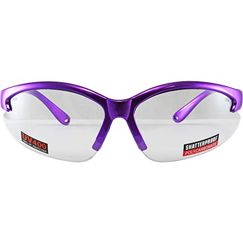 Global Vision Cougar Purple Safety Glasses with Clear Lenses