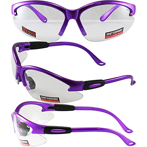 Global Vision Cougar Purple Safety Glasses with Clear Lenses