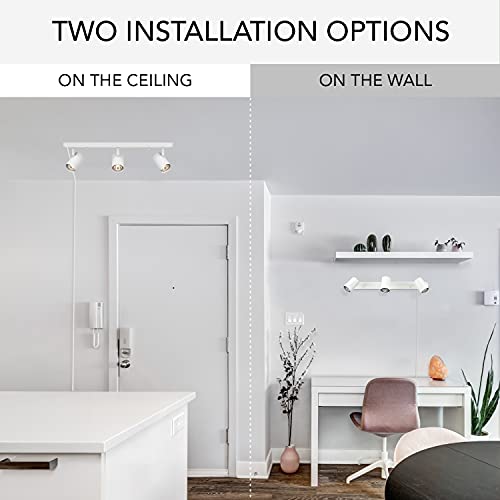 Globe Electric 60024 3-Light Plug-in Track Lighting, Matte White, ...