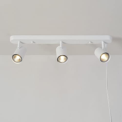 Globe Electric 60024 3-Light Plug-in Track Lighting, Matte White, ...