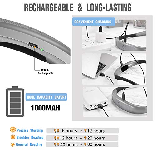 Glocusent LED Neck Reading Light, Book Light for Reading in Bed, 3...