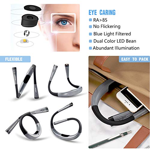 Glocusent LED Neck Reading Light, Book Light for Reading in Bed, 3...