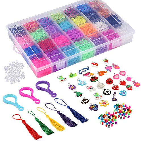 Glonova 11800+ Rubber Bands Bracelet Kit Rainbow Loom Bands Kit fo...