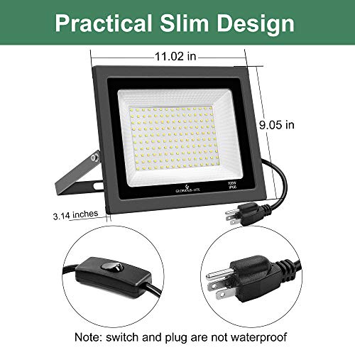 GLORIOUS-LITE 2 Pack 100W LED Flood Light Outdoor, 10000LM Super B...
