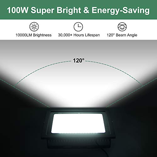 GLORIOUS-LITE 2 Pack 100W LED Flood Light Outdoor, 10000LM Super B...