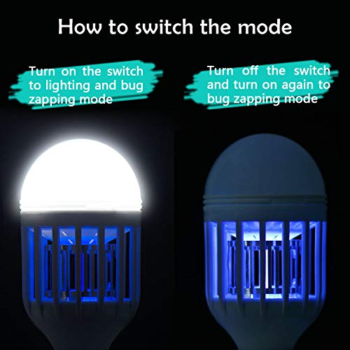 GLOUE Bug Zapper Light Bulb, 2 in 1 Mosquito Killer Lamp UV Led El...