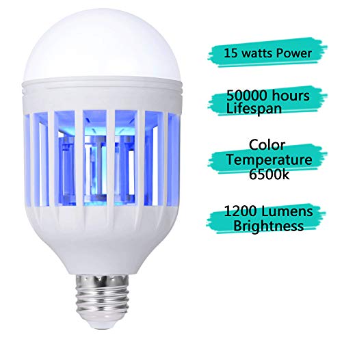 GLOUE Bug Zapper Light Bulb, 2 in 1 Mosquito Killer Lamp UV Led El...