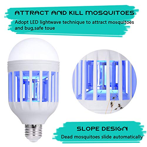 GLOUE Bug Zapper Light Bulb, 2 in 1 Mosquito Killer Lamp UV Led El...