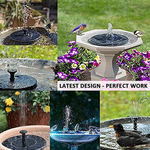 GLOUE Solar Fountain,Solar Fountain Pump for Bird Bath with 4 Nozz...