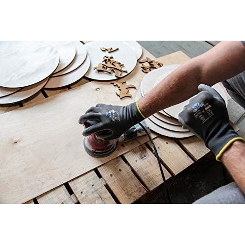 GlovBE 12 Pairs Polyester Work Gloves, Polyurethane PU Coated, G...