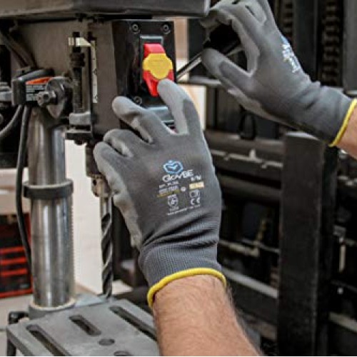 GlovBE 12 Pairs Polyester Work Gloves, Polyurethane PU Coated, G...