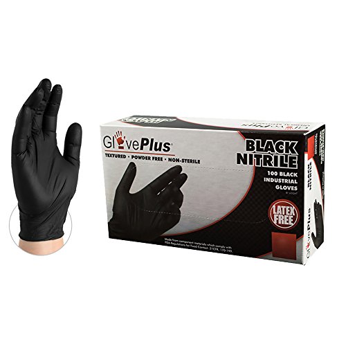 GlovePlus Industrial Black Nitrile Gloves, Box of 100, 5 mil, Size...