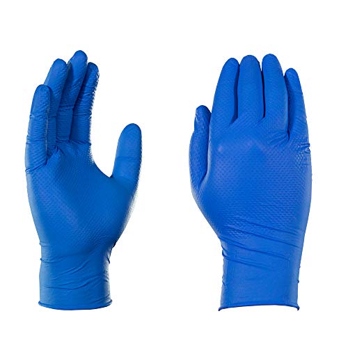 AMMEX Gloveworks HD Industrial Royal Blue Nitrile Gloves with Diam...