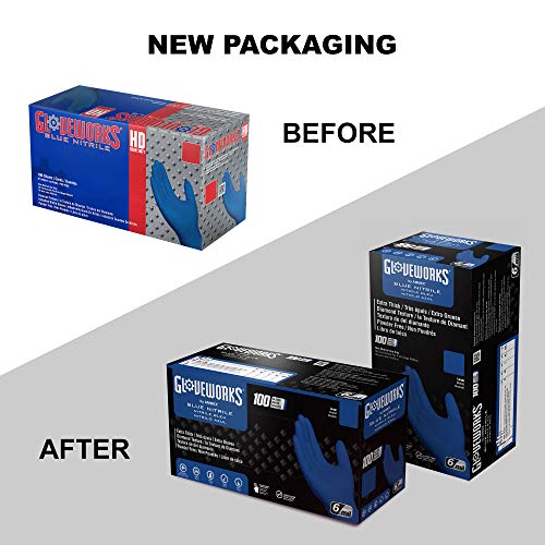 AMMEX Gloveworks HD Industrial Royal Blue Nitrile Gloves with Diam...