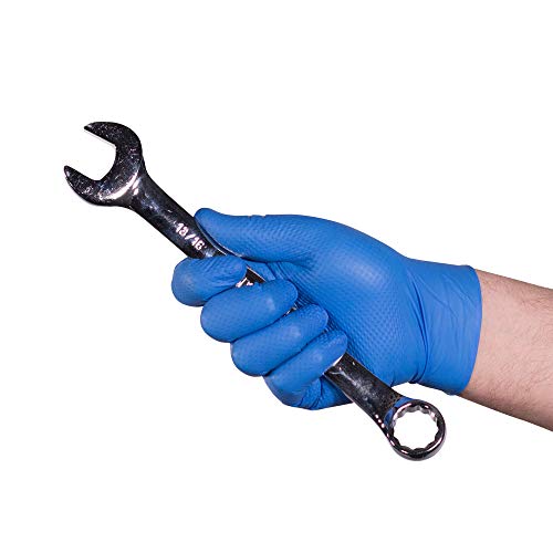 AMMEX Gloveworks HD Industrial Royal Blue Nitrile Gloves with Diam...