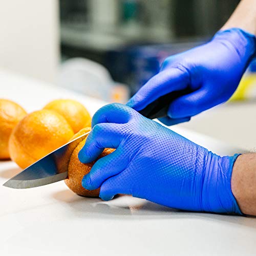 AMMEX Gloveworks HD Industrial Royal Blue Nitrile Gloves with Diam...